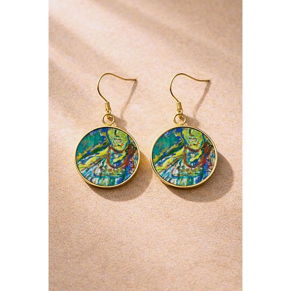 Colorful Grandma Portrait Eva Circular Earrings | Preorder